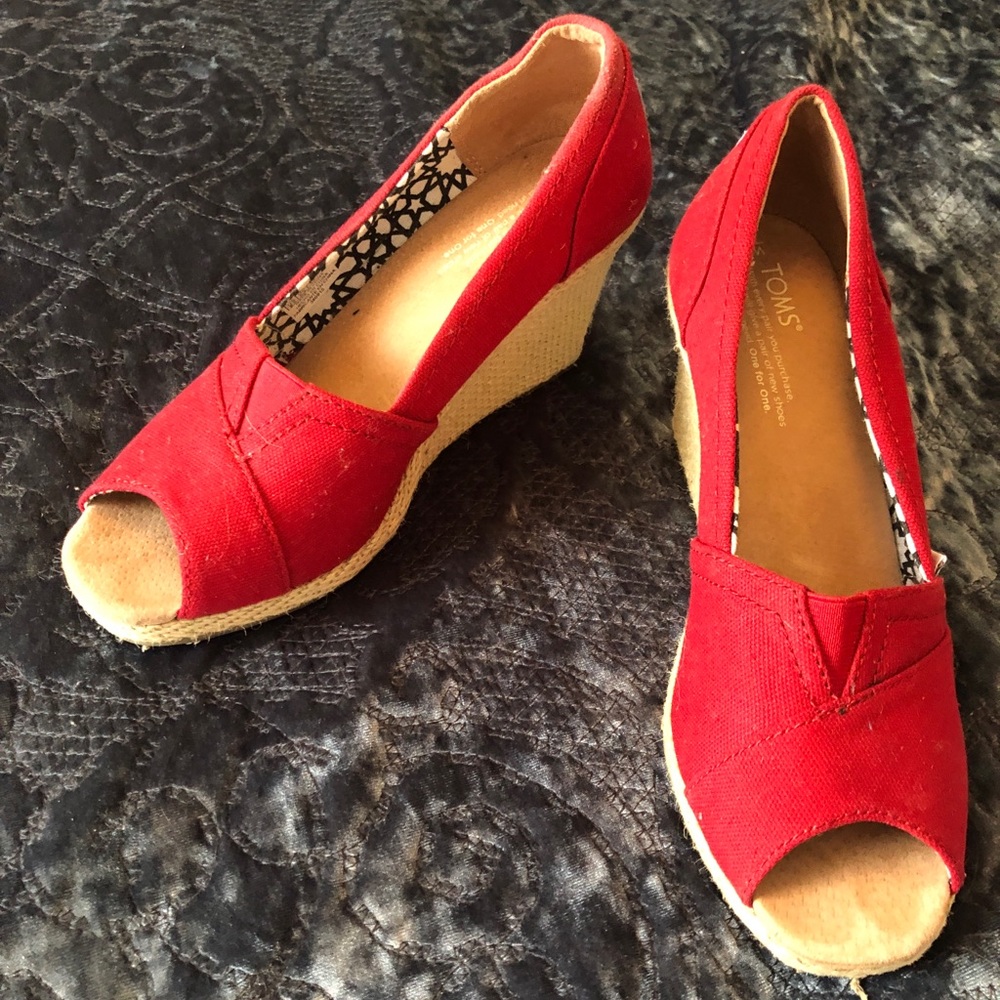 Red TOMS Wedge Sandal